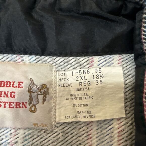 Vintage Saddle King Western Flannel Mens 2XL Flannel Pearl Snap Heavyweight XXL - Picture 6 of 11